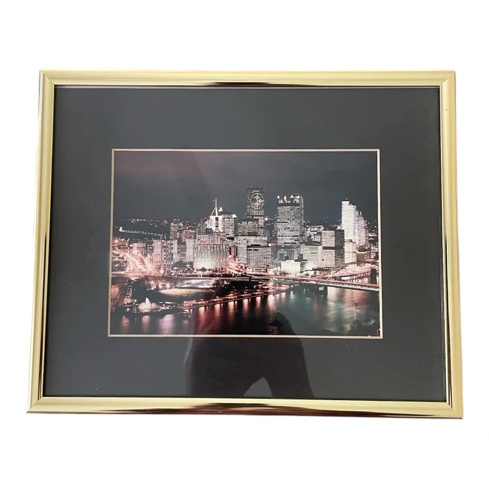 Framed Cityscape Wall Art with Gold Frame